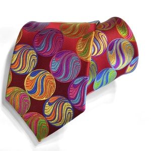 New Multi-Color Red Circles Lawrence Ivey Silk Tie
